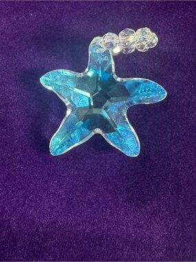Swarovski Blue Starfish Crystal Necklace Pendant Style #6721